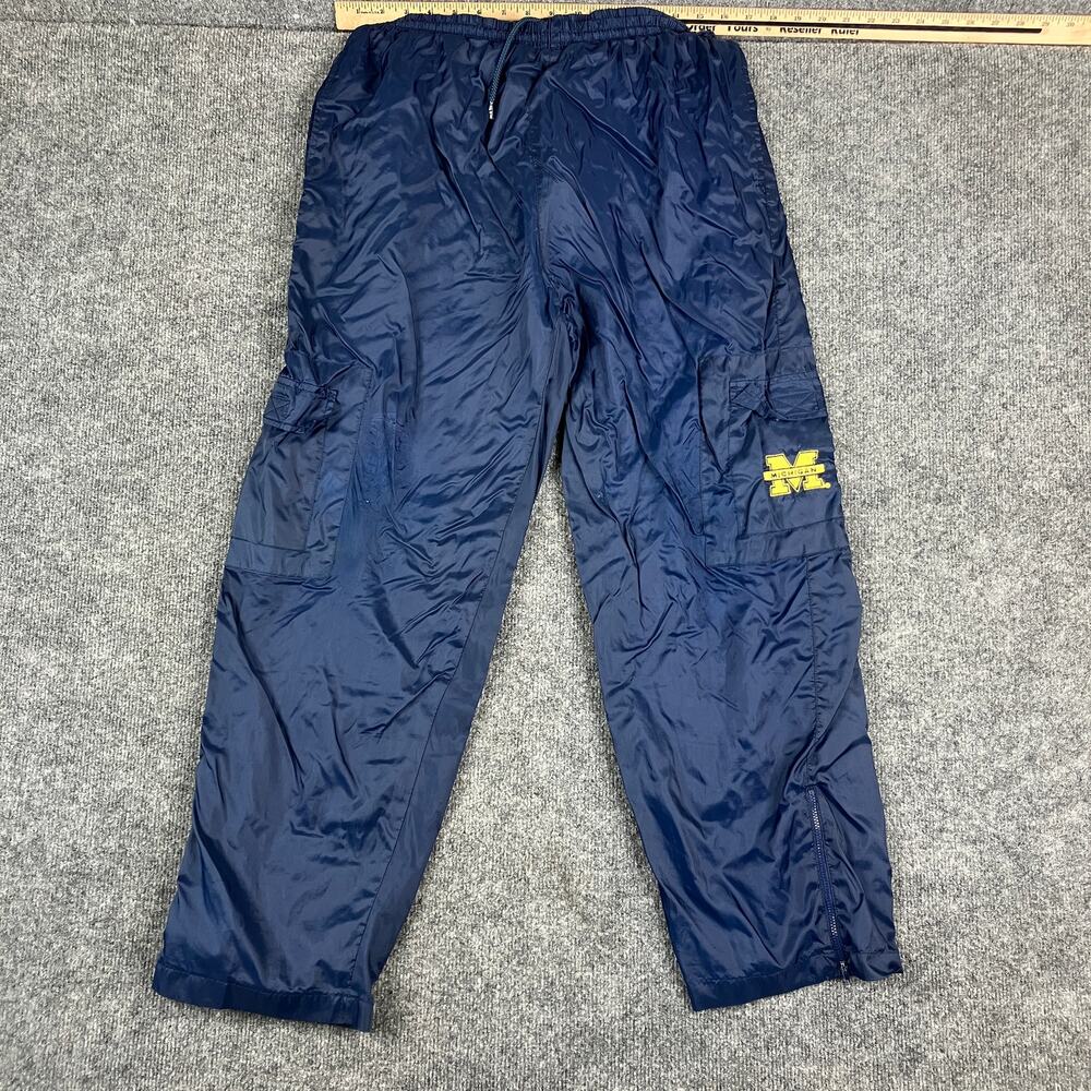 Mighty Mac Sports‎ Pants Mens XL Navy Blue Cargo Windbreaker Elastic Waist Logo